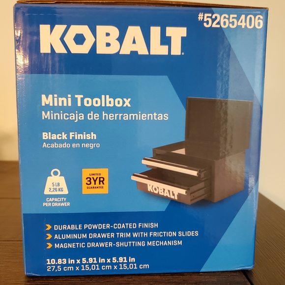 KOBALT  Mini 10.83-in Friction 2-Drawer Black Steel Tool Box 25th anniversary - Picture 2 of 3